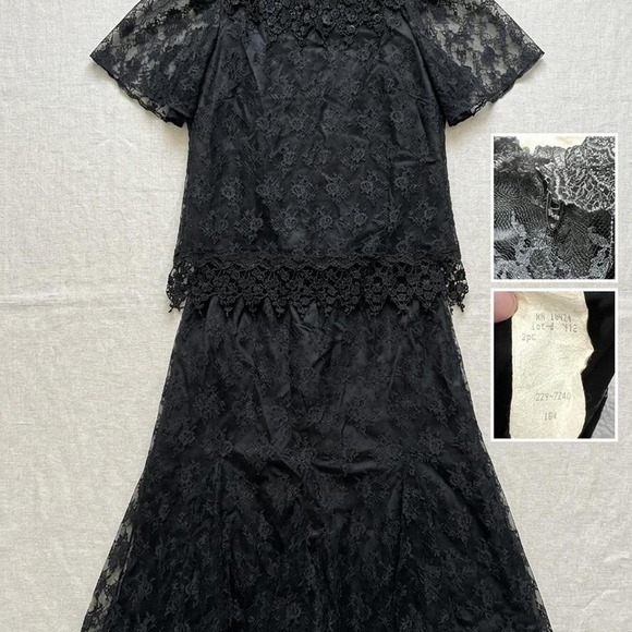Sears Dresses & Skirts - Vintage 60s 70s Black Floral Lace Skirt Set - Modern XL/2XL
